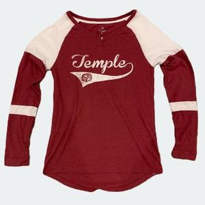Temple Owls NCAA x Colosseum L/S Routine Raglan Henley Shirt Women's Size Medium